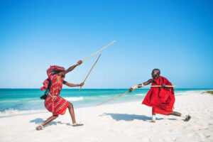 Maasai warriors at the beach