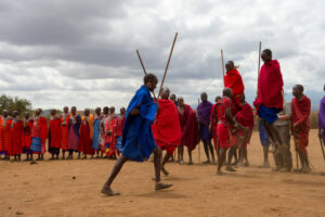 Maasai worriers dancing